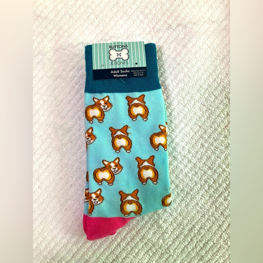 Womens Corgi socks by Buttons and Bones size 7-9 New with tag